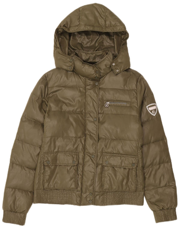 Jaqueta feminina acolchoada com capuz Champion UK 14 poliéster cáqui médio