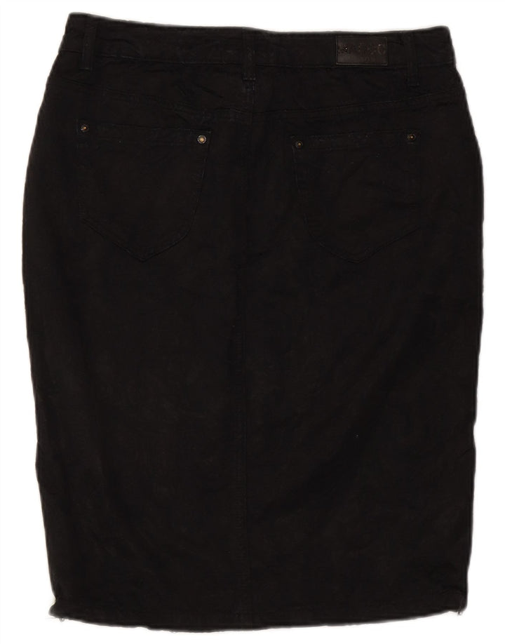 Saia lápis feminina vintage EU 40 médio W30 algodão preto clássico