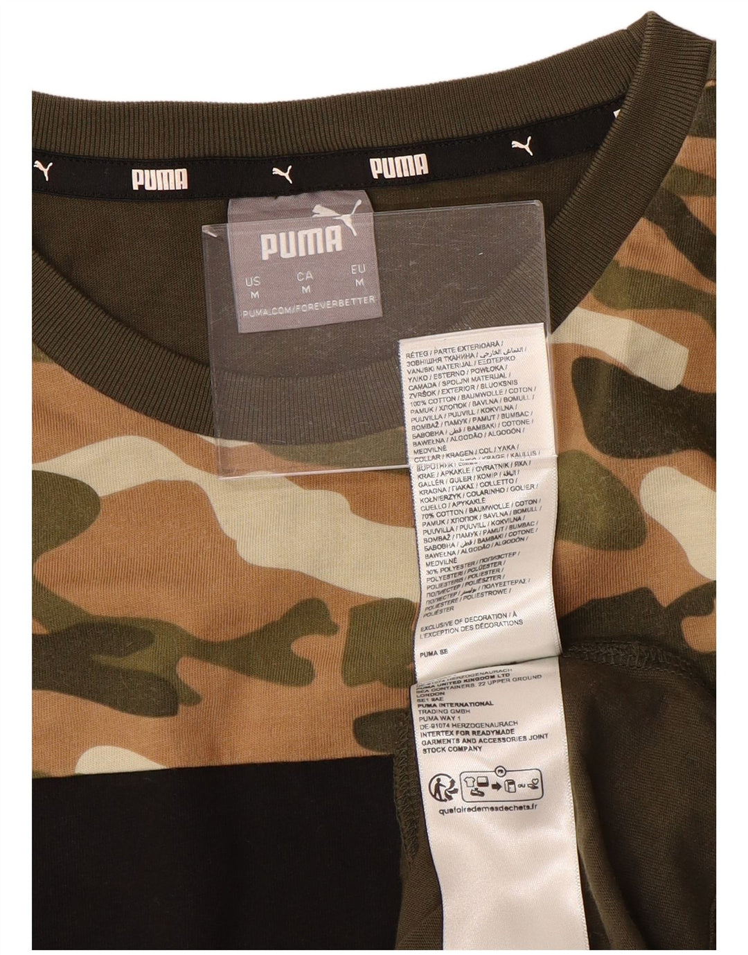 Camiseta masculina gráfica PUMA Top médio cáqui algodão camuflado