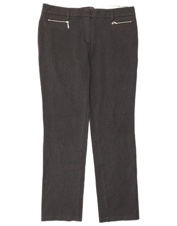 Calça feminina reta casual Marks & Spencer Reino Unido 12 médio W32 L29 cinza