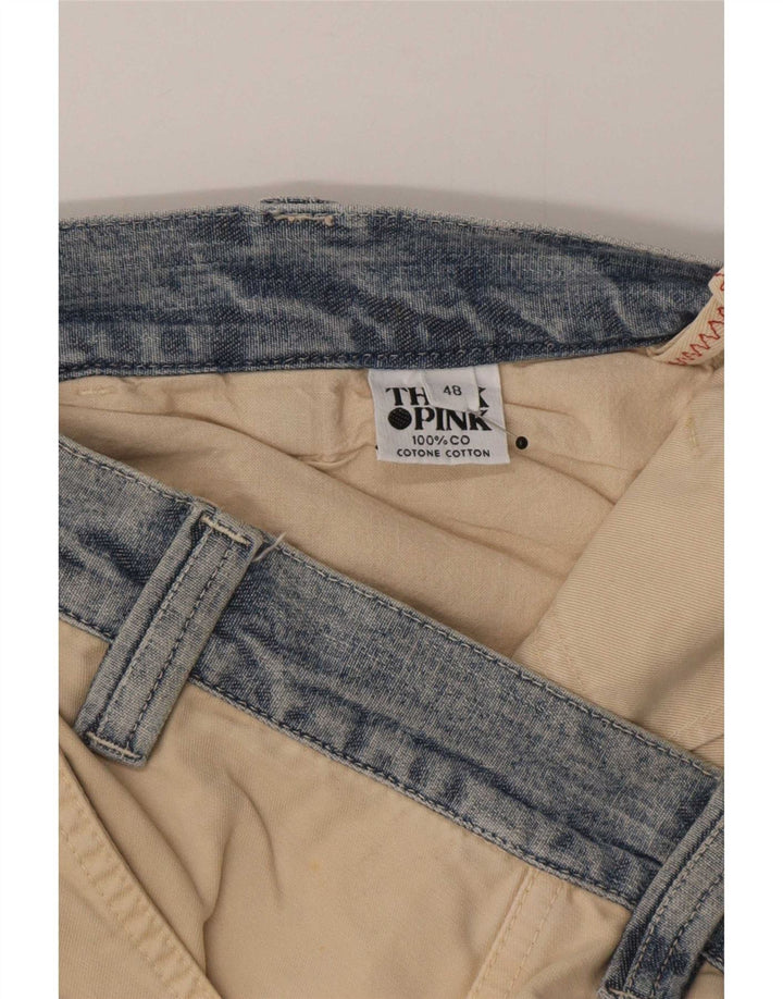 Calça cargo regular masculina Think Pink EU 48 médio W32 L33 algodão bege