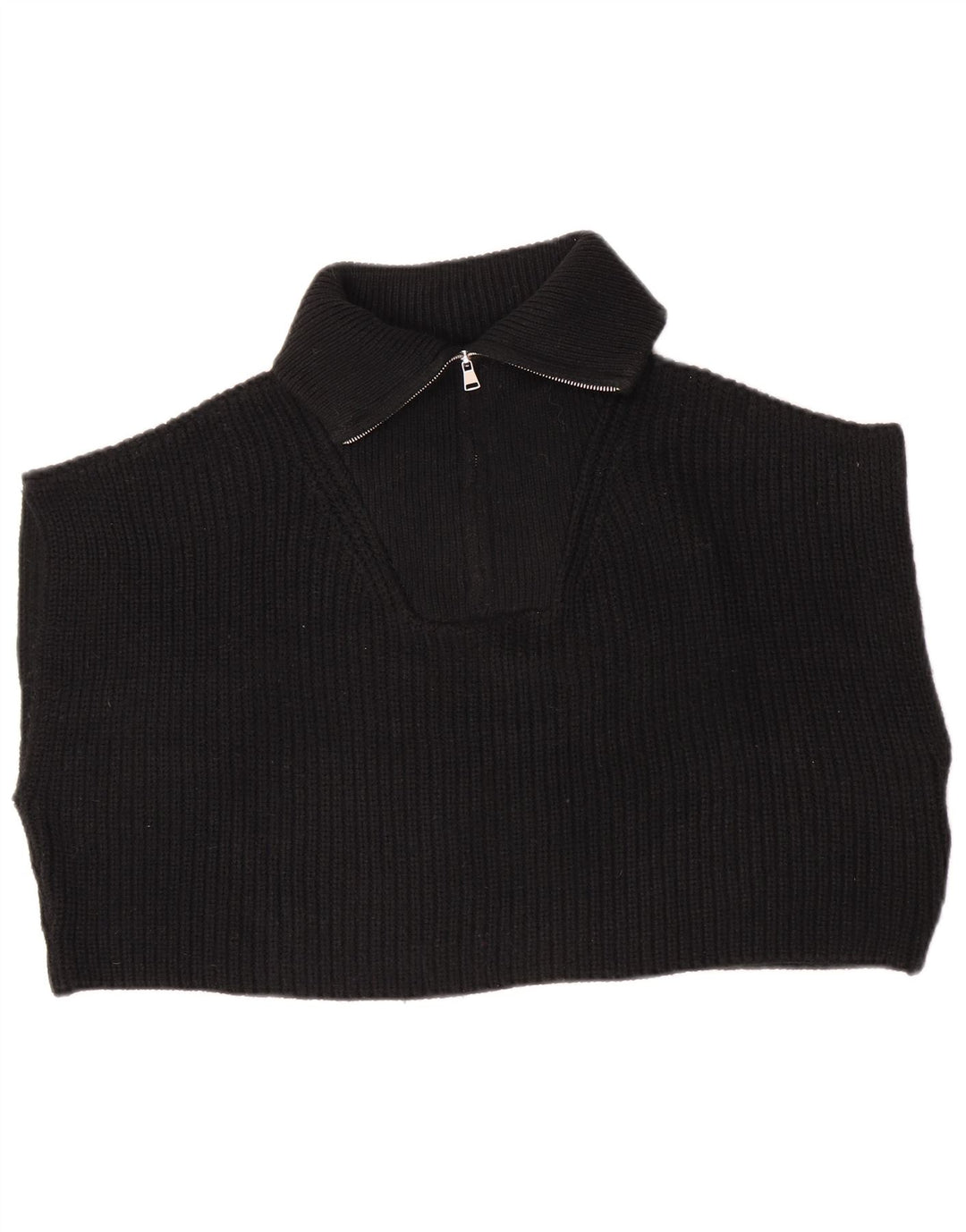 Zara Womens Oversized Crop Zip Neck Colete Regata Reino Unido 14 Médio Preto