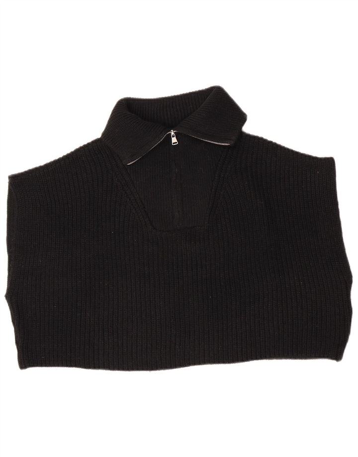 Zara Womens Oversized Crop Zip Neck Colete Regata Reino Unido 14 Médio Preto
