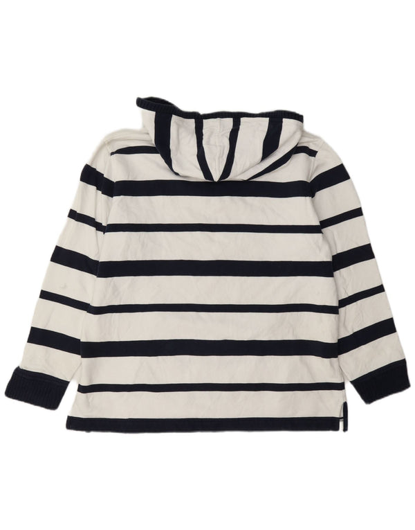 Ralph Lauren moletom com capuz feminino UK 14 algodão listrado branco médio