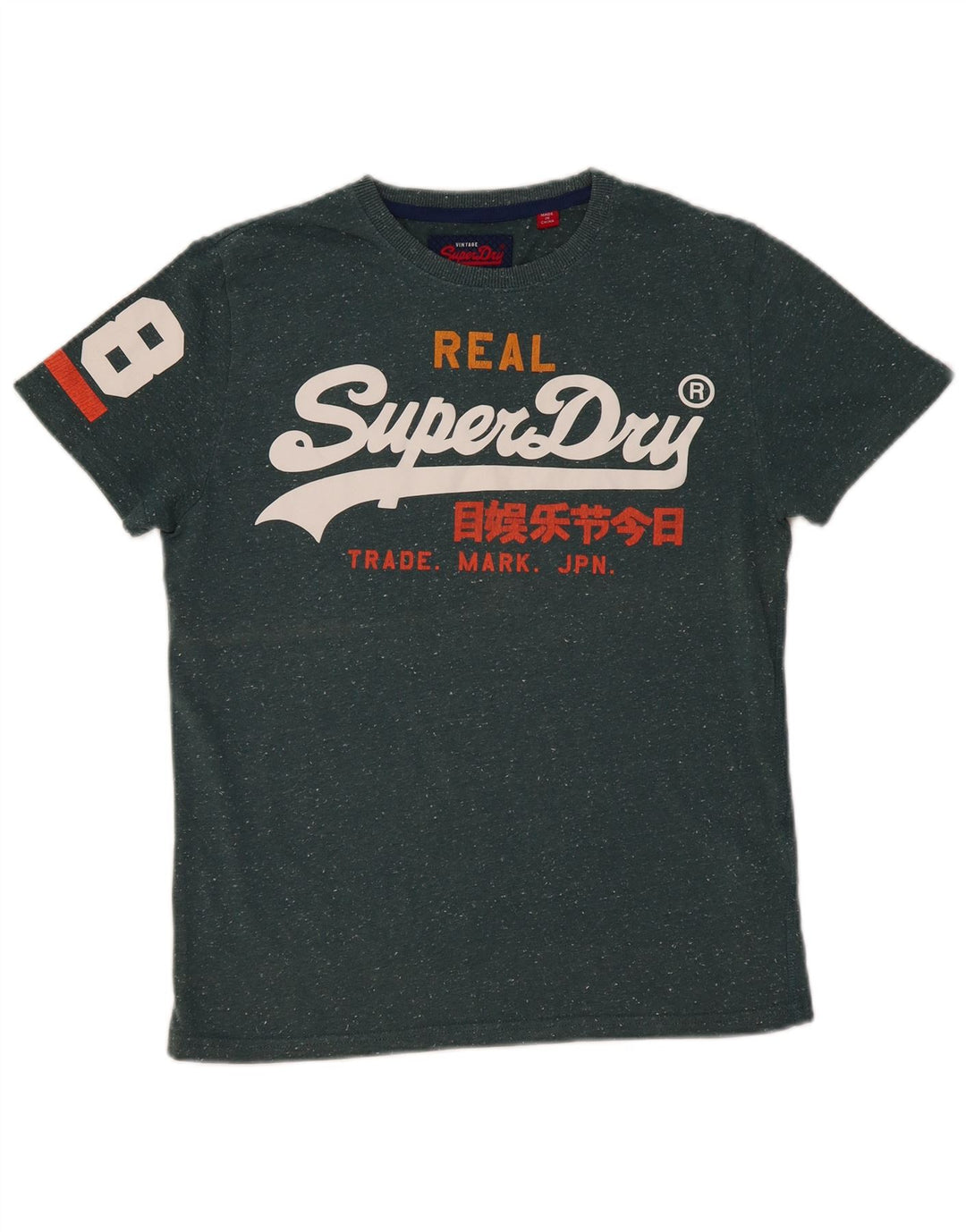 Camiseta masculina gráfica SUPERDRY Top algodão manchado verde médio