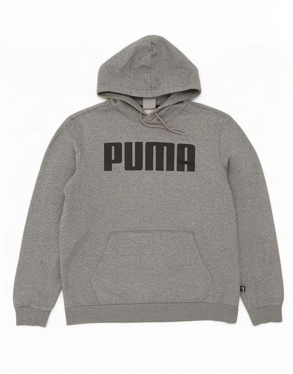 Suéter com capuz gráfico masculino Puma, algodão manchado cinza médio