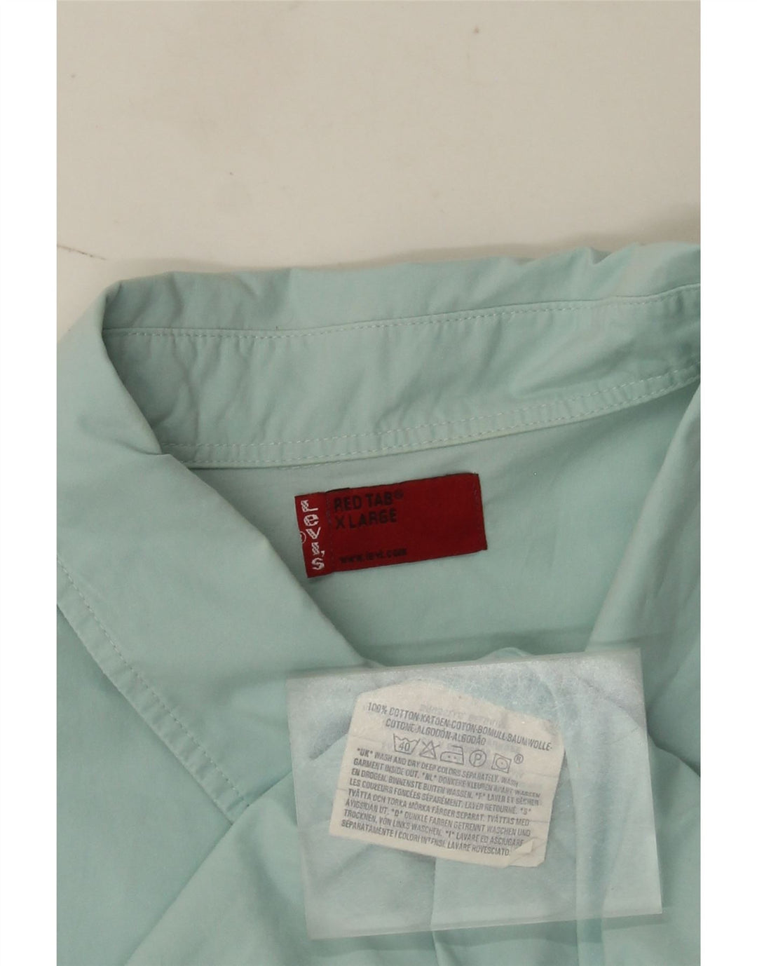 Camisa masculina de manga curta Levi's XL azul algodão