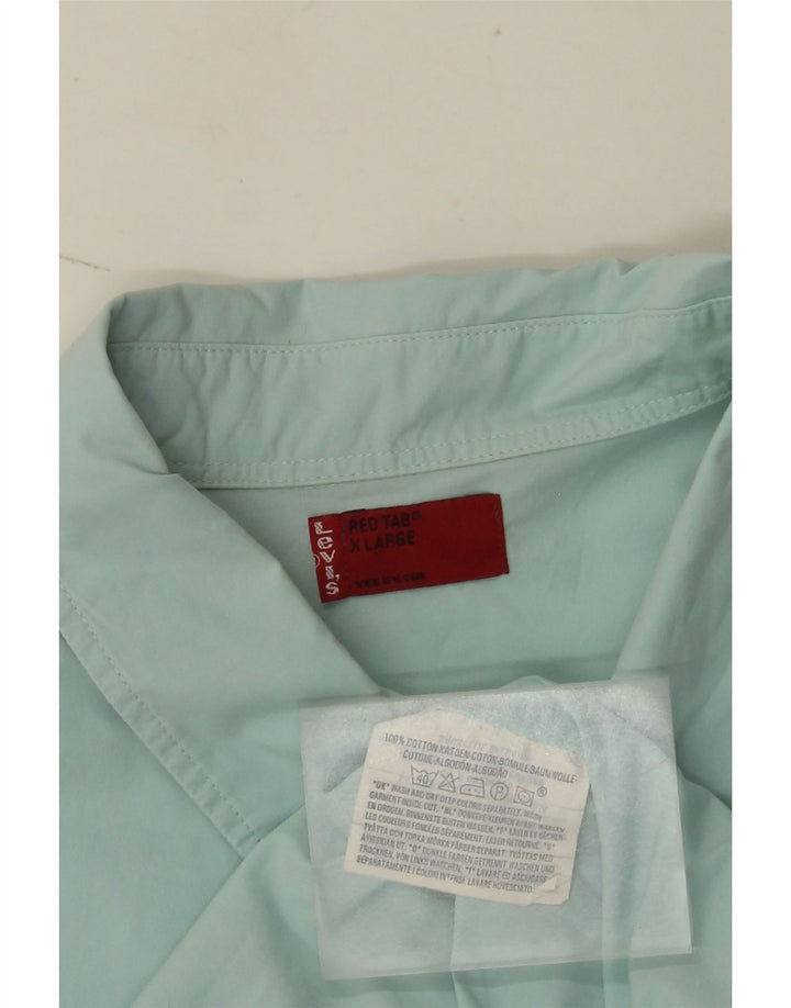 Camisa masculina de manga curta Levi's XL azul algodão