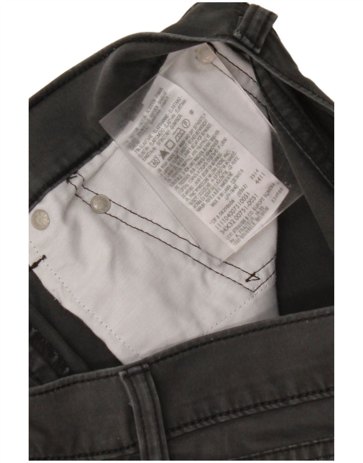 Calça masculina reta casual LEVI'S W34 L32 algodão cinza