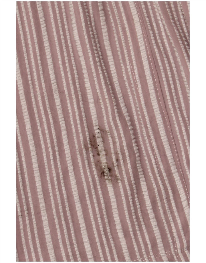 Vestido feminino Zara A-Line UK 14 viscose listrada rosa médio