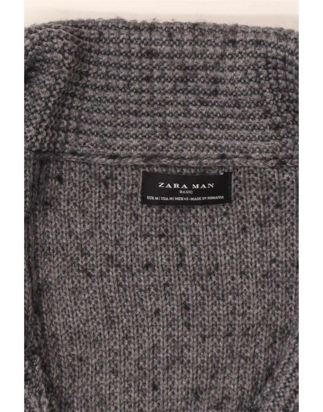 Suéter cardigã masculino Zara Acrílico manchado cinza médio