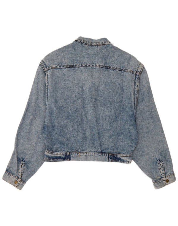 Jaqueta jeans feminina vintage Reino Unido 12 algodão azul médio