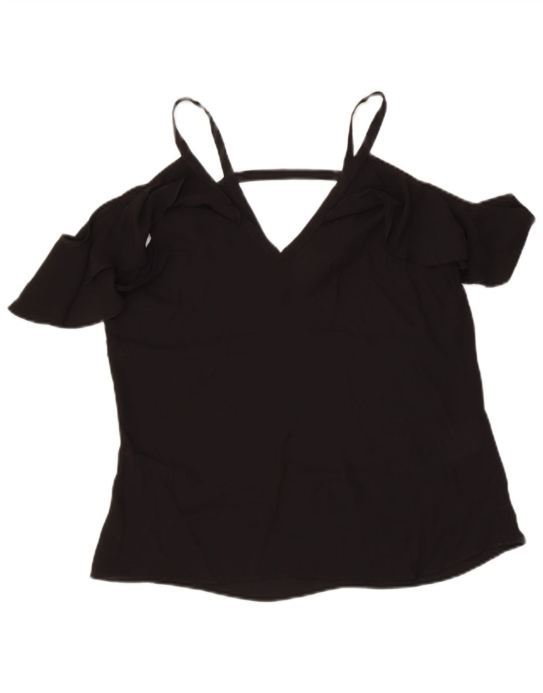 BCBGMAXAZRIA Top feminino sem ombro UK 2 2XS poliéster preto