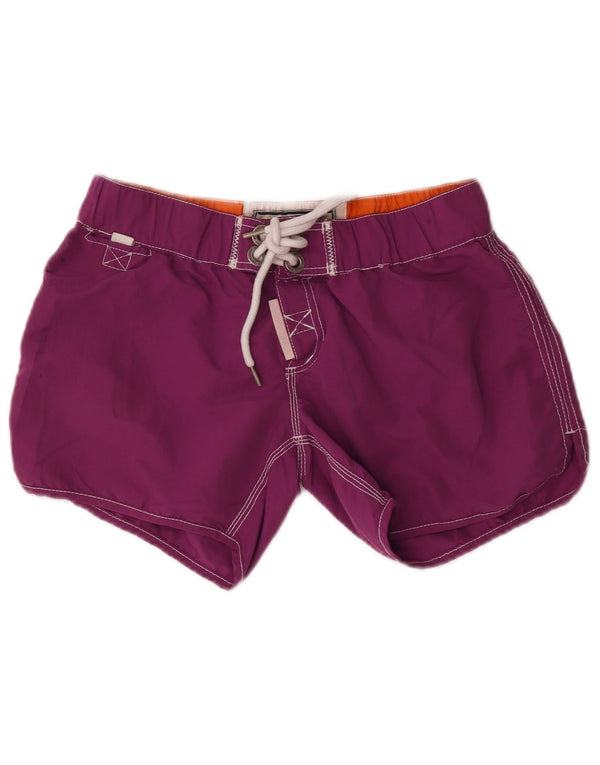 Shorts de natação feminino Superdry UK 12 poliéster roxo médio