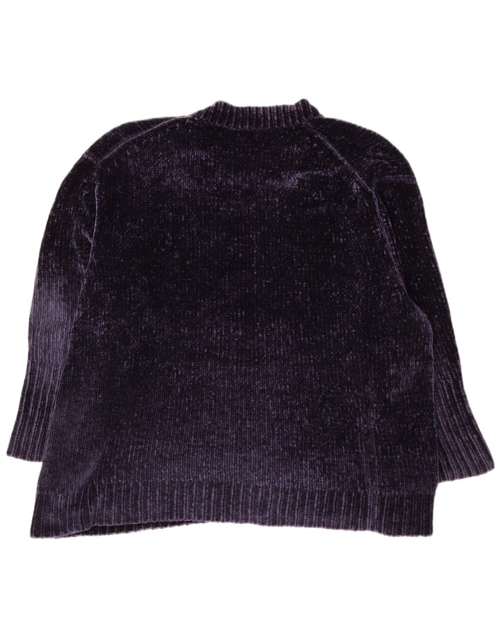 Suéter feminino Zara com decote em V grande, Reino Unido 10, pequeno, azul marinho, poliéster
