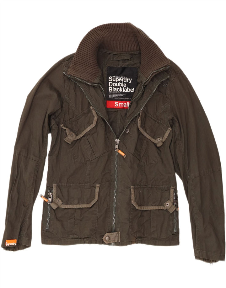 Jaqueta utilitária masculina Superdry Double Blacklabel Reino Unido 36 algodão cáqui pequeno