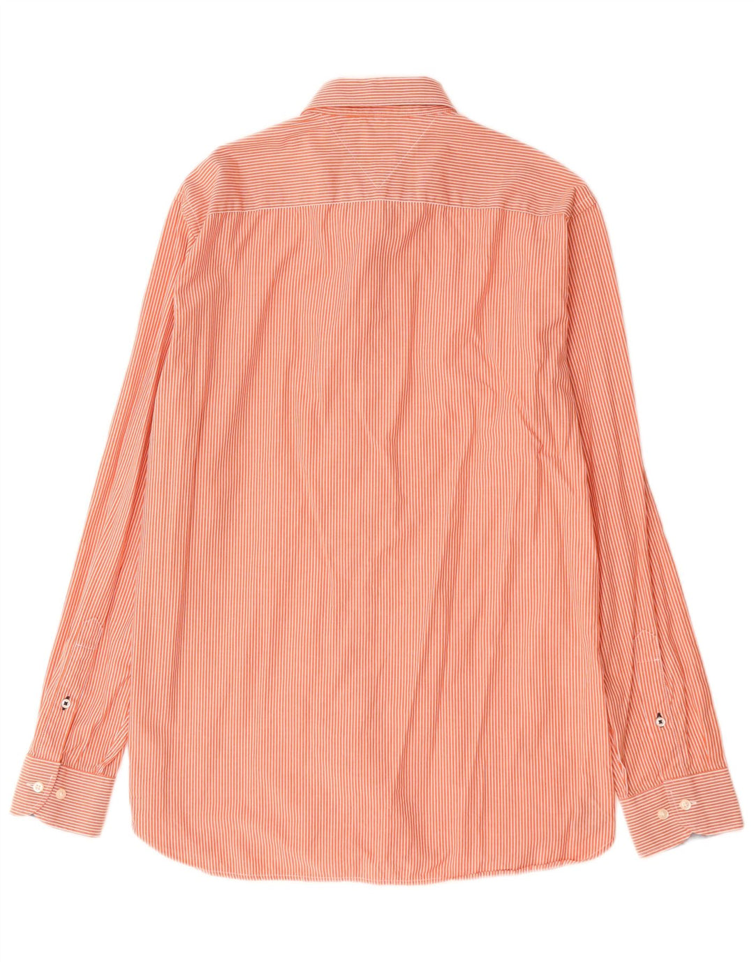Tommy Hilfiger Mens Shirt Large Orange Pinstripe Cotton
