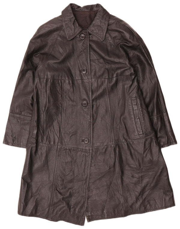 Casaco de couro feminino vintage IT 42 médio preto