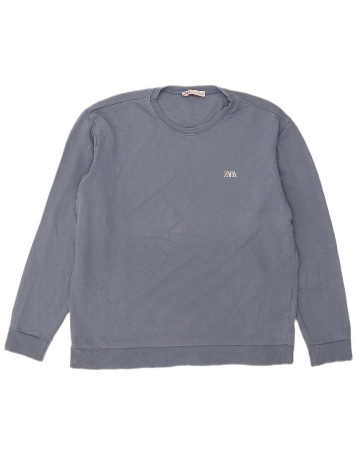 Zara Moletom Masculino Jumper XL Azul Algodão