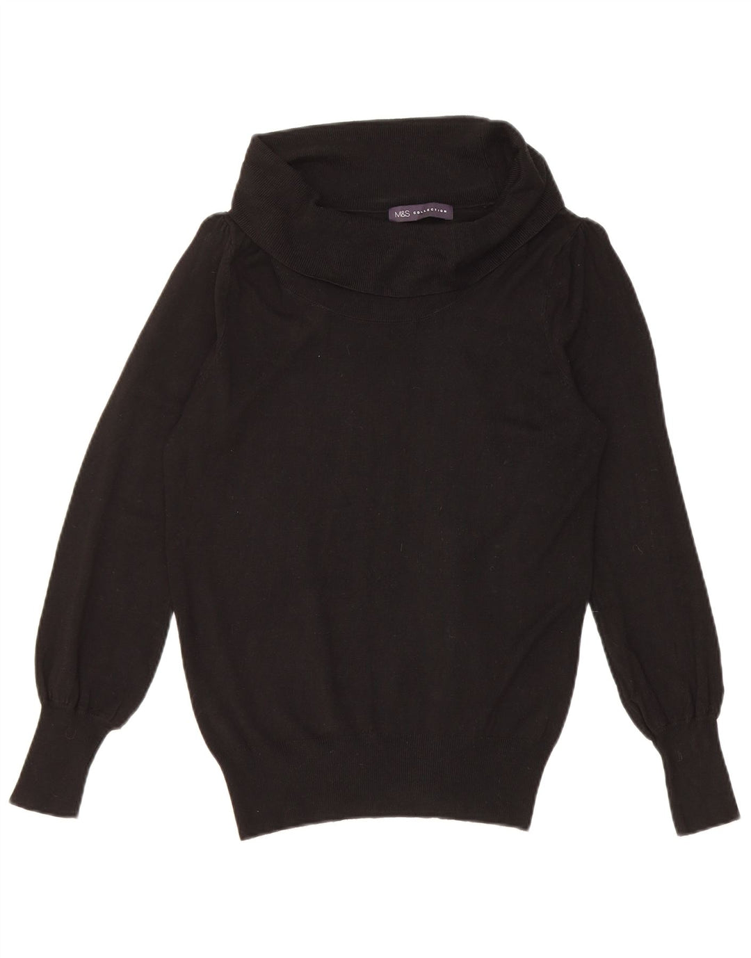 Suéter feminino Marks & Spencer com gola redonda e viscose preta média Reino Unido 12