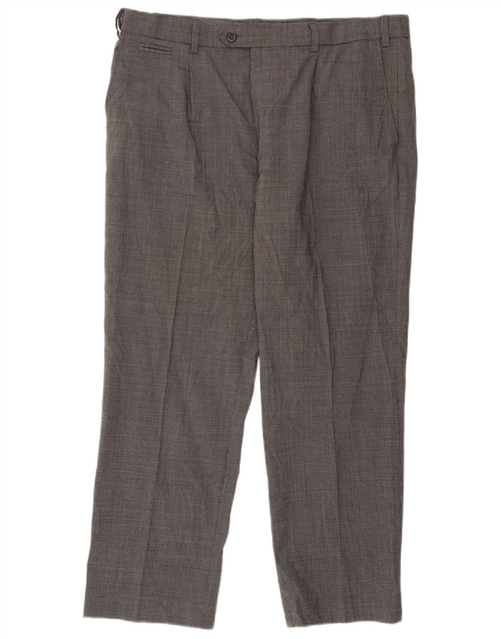 Calça masculina de terno reto Marks & Spencer W38 L29 cinza Houndstooth