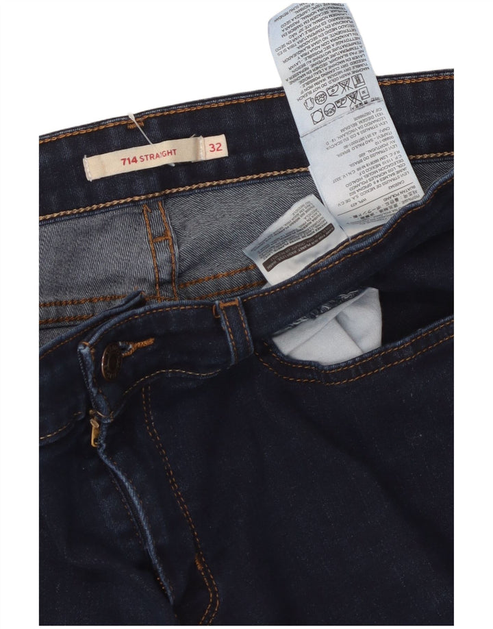 Calça jeans feminina LEVI'S 714 Straight W32 L28 azul marinho algodão