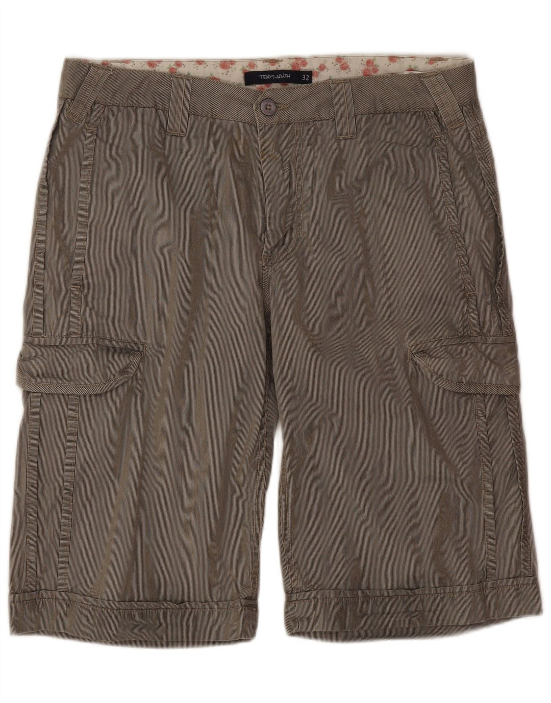 Shorts cargo masculino Teddy Smith W32 algodão listrado cinza médio