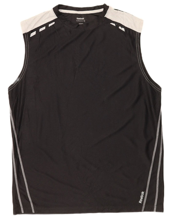 Reebok Mens Vest Top Médio Preto Colourblock Poliéster