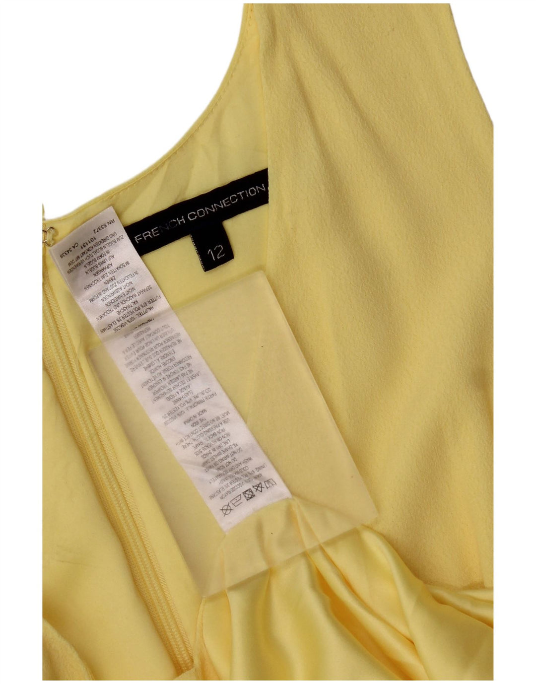 Vestido maxi feminino sem mangas French Connection Reino Unido 12 viscose amarela média
