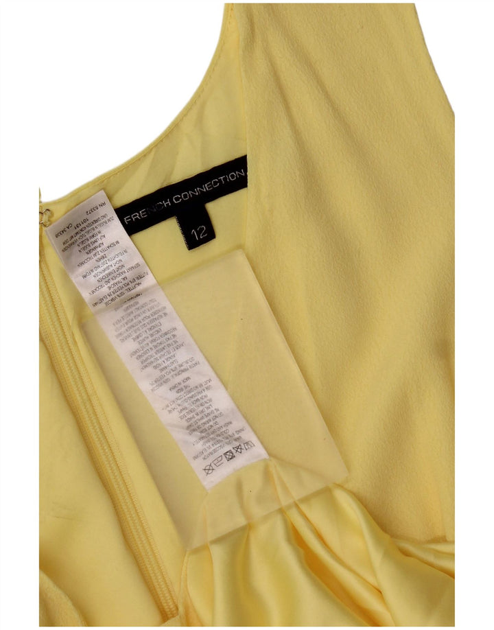 Vestido maxi feminino sem mangas French Connection Reino Unido 12 viscose amarela média