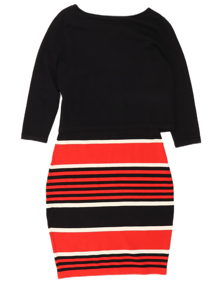 FASE EIGHT Vestido feminino manga 3/4, Reino Unido 10 pequeno listrado preto