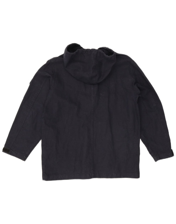 Jaqueta utilitária masculina vintage com capuz UK 38 azul marinho médio