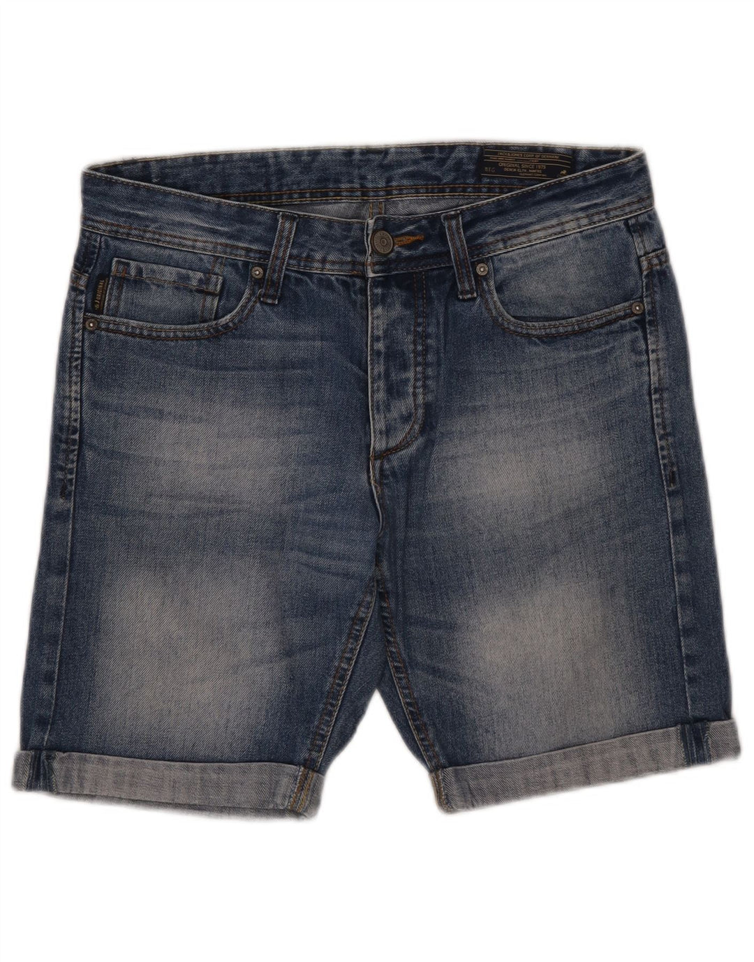 Shorts jeans masculino Jack & Jones pequeno W30 algodão azul
