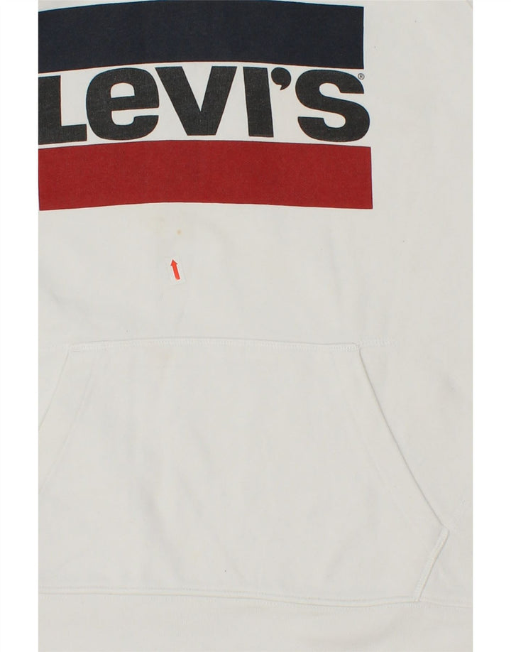 LEVI'S Womens Graphic Hoodie Jumper UK 16 Large White Cotton Vintage Levi's and Second-Hand Levi's from Messina Hembry 