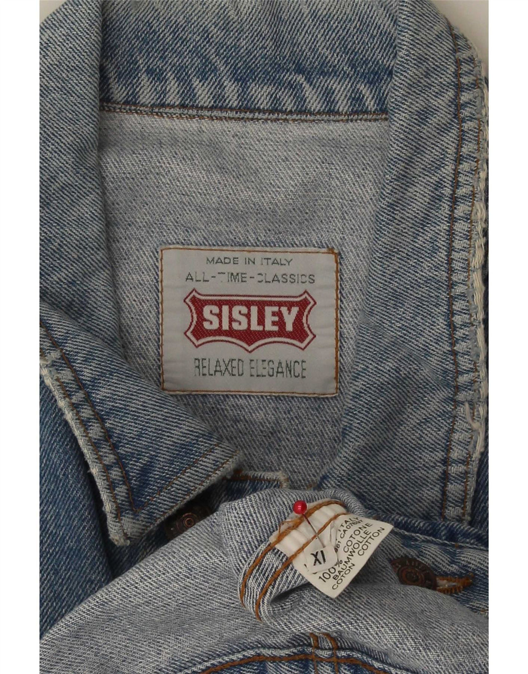 Jaqueta jeans masculina Sisley UK 42 XL azul algodão