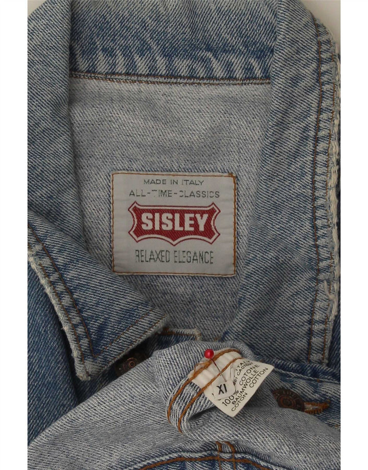 Jaqueta jeans masculina Sisley UK 42 XL azul algodão