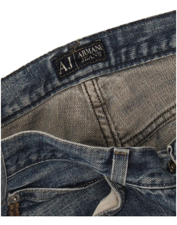 Calça jeans reta masculina Armani desgastada W34 L32 algodão azul