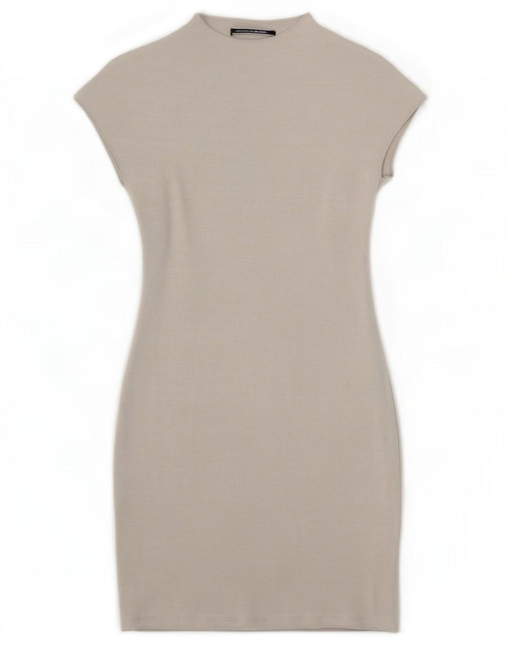 Vestido bodycon feminino Zara Reino Unido 8 pequeno viscose cinza