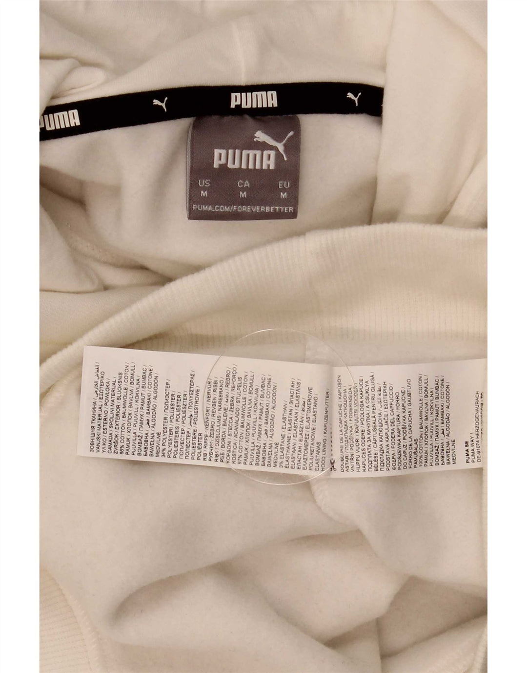 Puma masculino gráfico moletom com capuz médio algodão branco