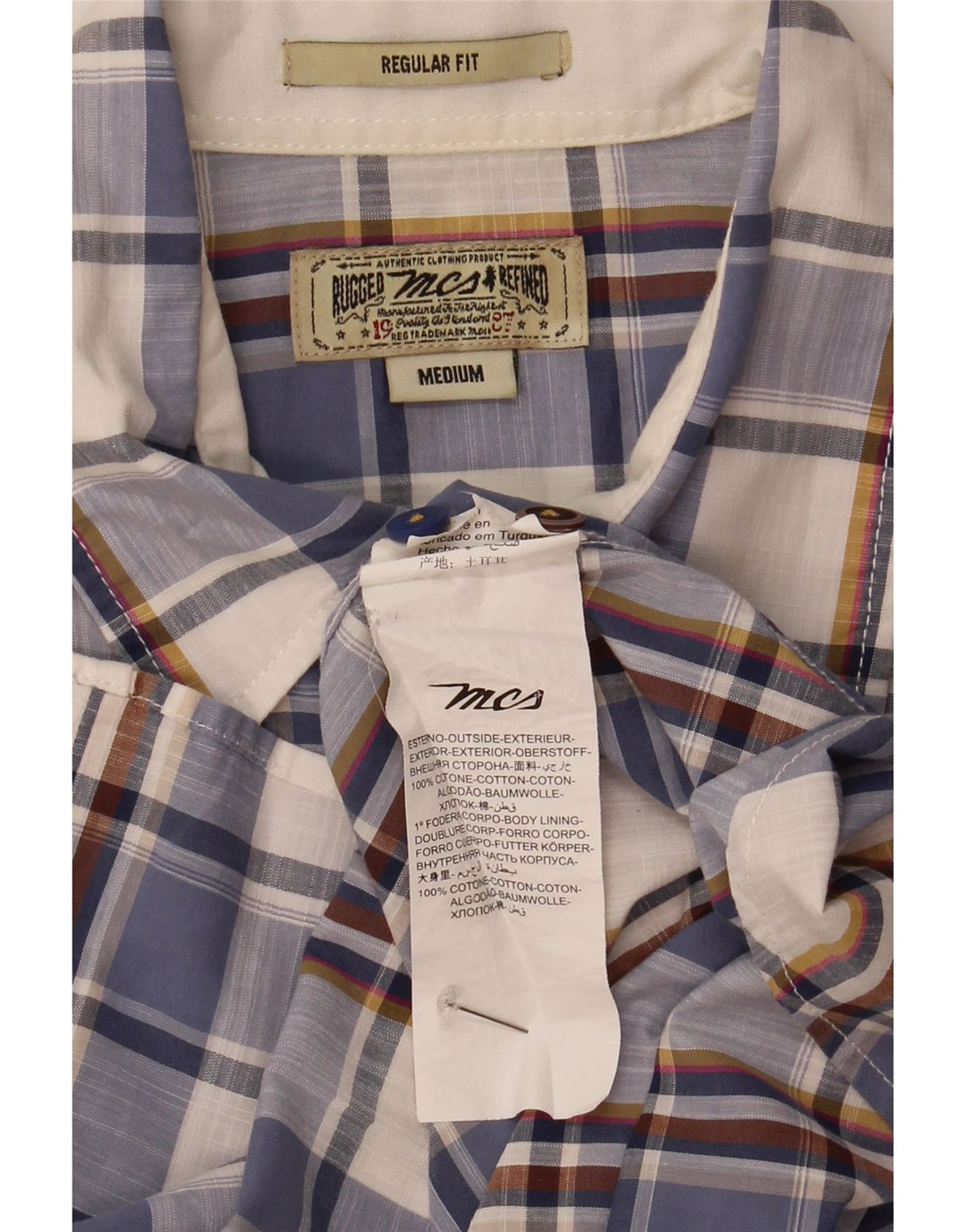 Marlboro Classics Camisa masculina de manga curta regular fit médio xadrez azul