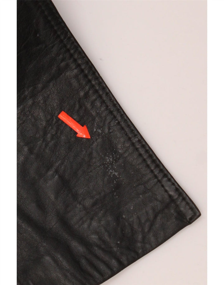 Casaco de couro masculino vintage UK 38 couro preto médio