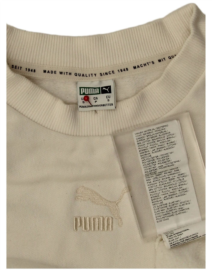 Puma moletom feminino oversized jumper UK 10 pequeno algodão branco