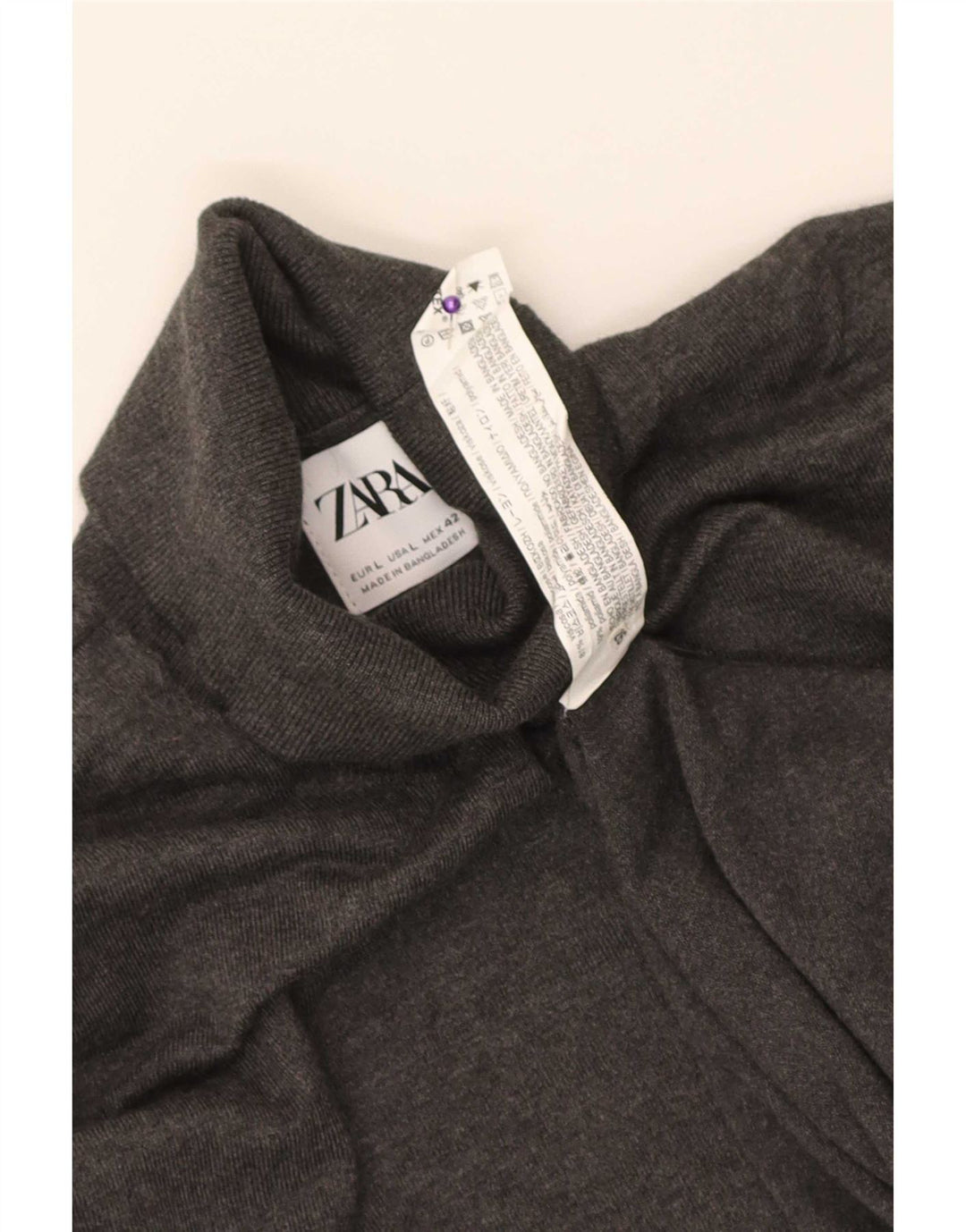Suéter masculino Zara com gola redonda e viscose manchada cinza grande