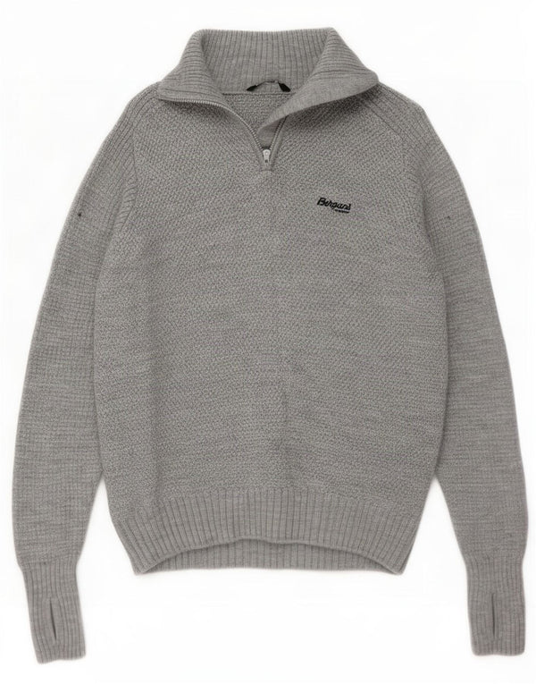 Suéter masculino Bergans Regular Fit com zíper e gola XL cinza manchado clássico