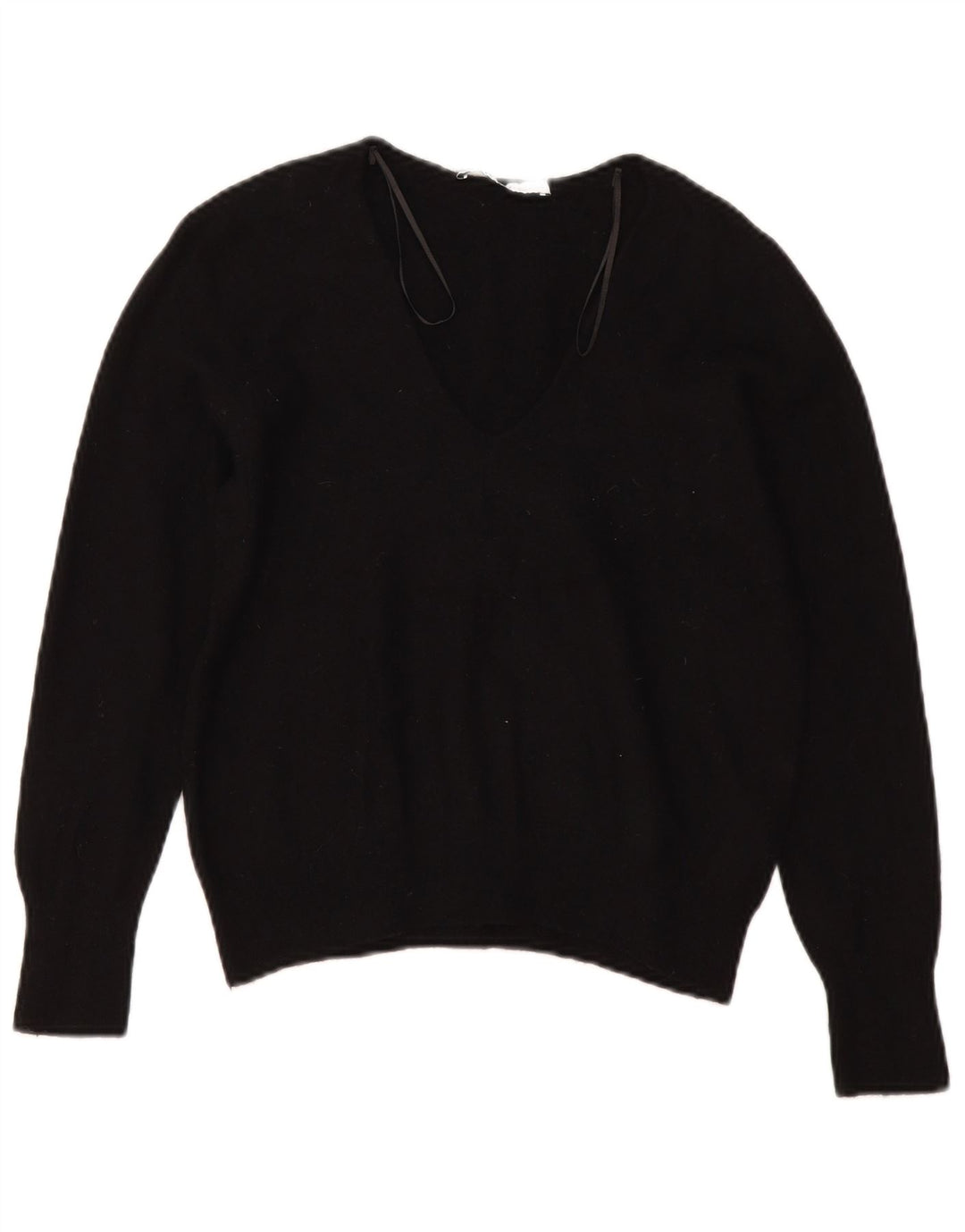 Suéter feminino Zara com decote em V Reino Unido 10 lã preta pequena