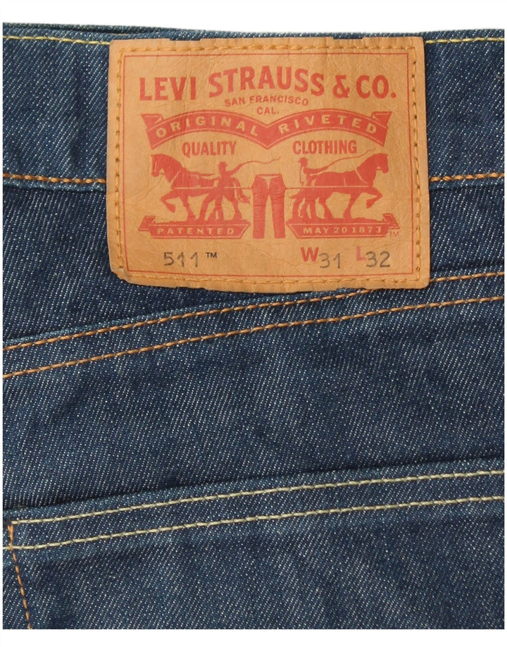 LEVI'S Feminino 511 Slim Jeans W31 L32 Azul Algodão