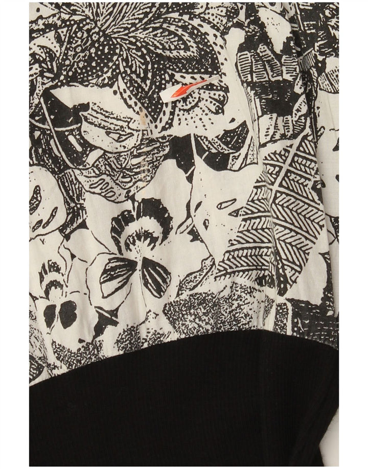 Vestido vintage feminino linha A UK 12 cinza médio floral