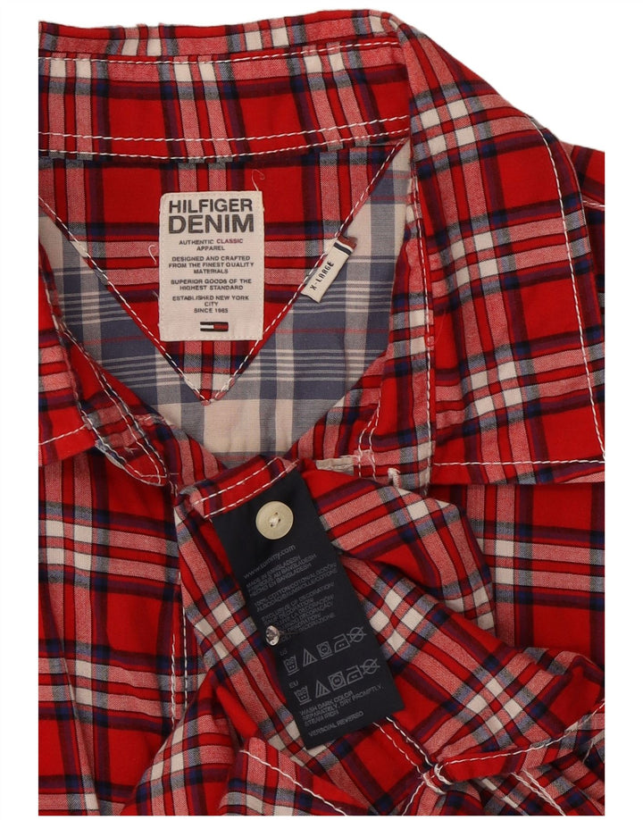 Camisa masculina Tommy Hilfiger XL vermelha xadrez algodão