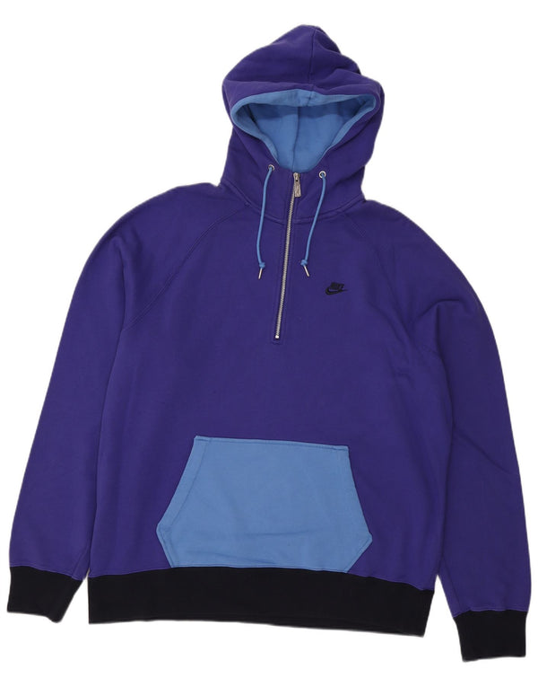 Jumper com capuz Nike masculino com zíper e gola XL roxo colorido bloco de algodão