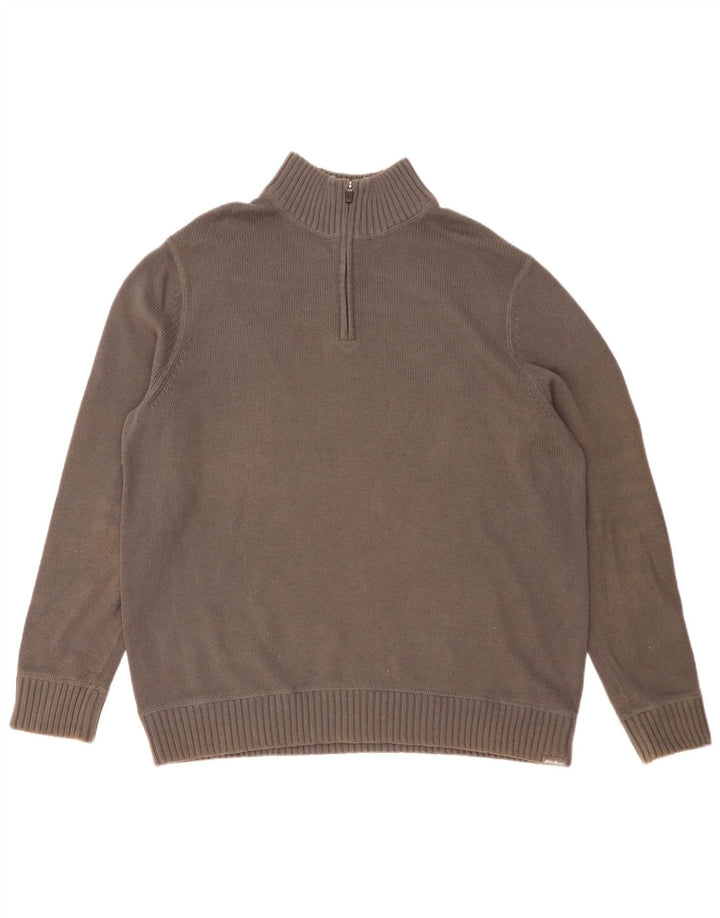 Suéter masculino EDDIE BAUER com zíper e gola XL algodão cinza